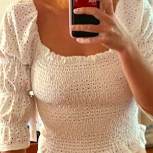Aqua Smocked Top